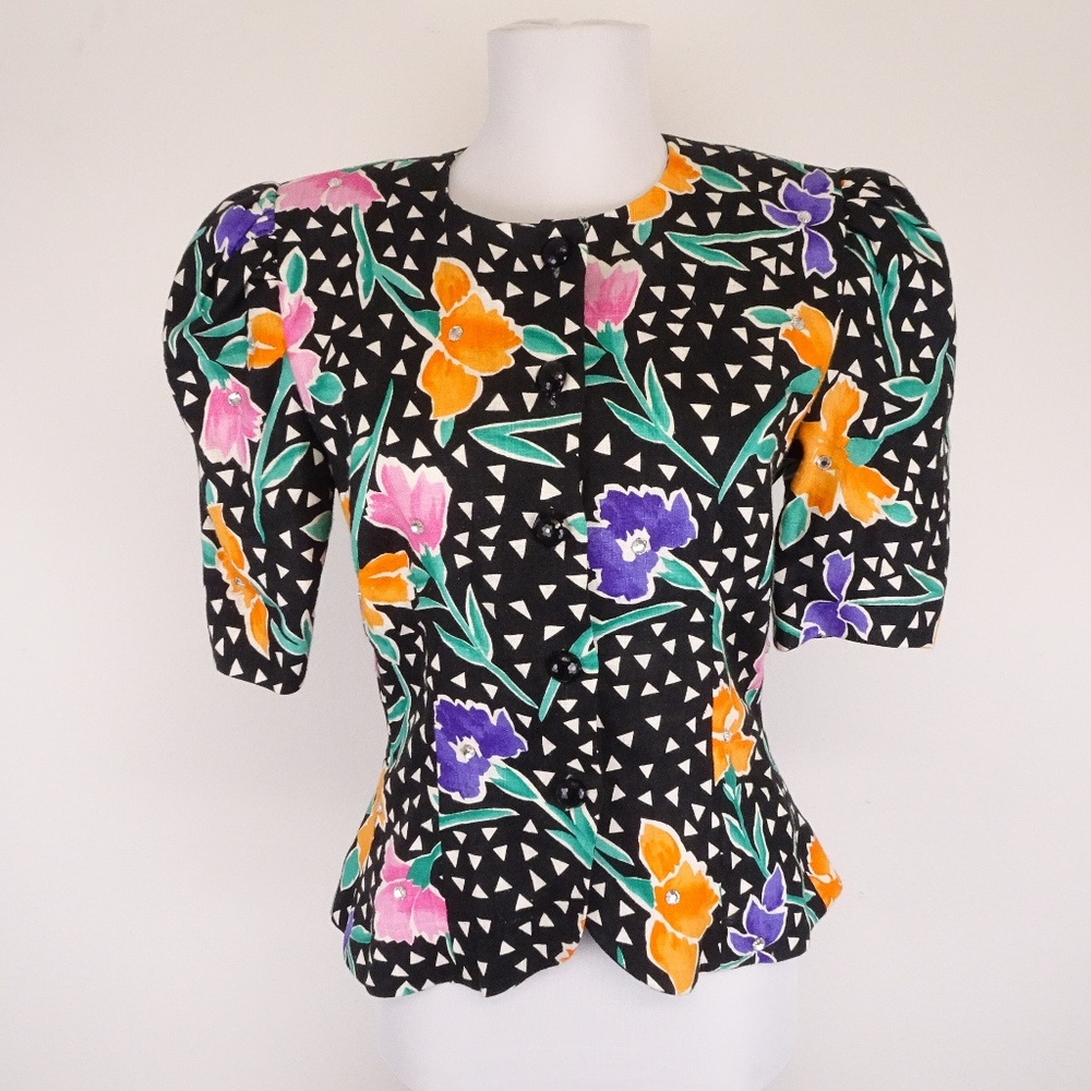 Vintage TERI JON Linen Blouse - Size 6